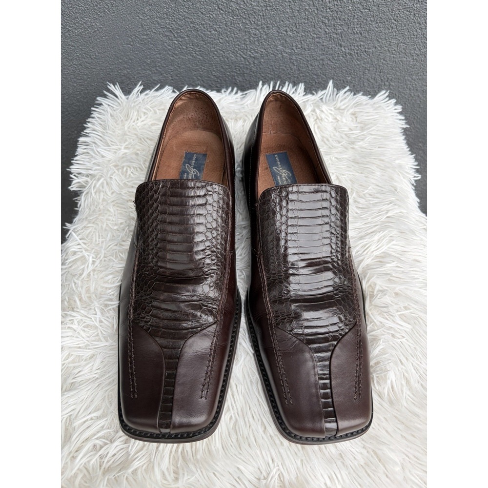 Giorgio Brutini Shoes Mens Size 13 M Brown Leather Snakeskin Dress Loafers